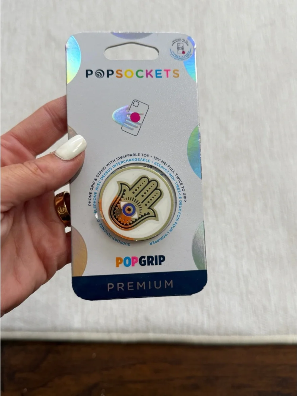PopSocket Premium PopGrip Phone Grip Gold Hamsa Hand Evil Eye